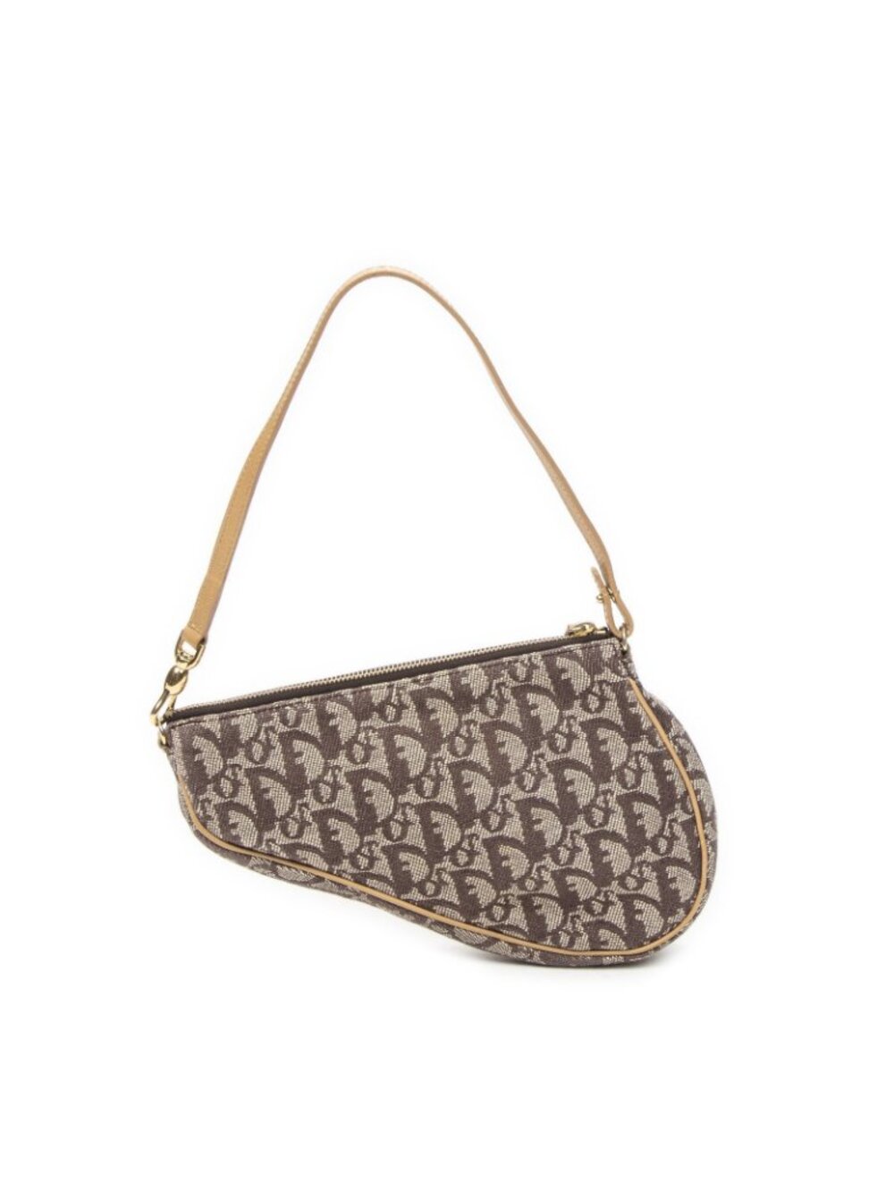 Dior Mini Saddle Pochette Brown Beige Trotter Pattern Canvas Pouch - Picture 5 of 10